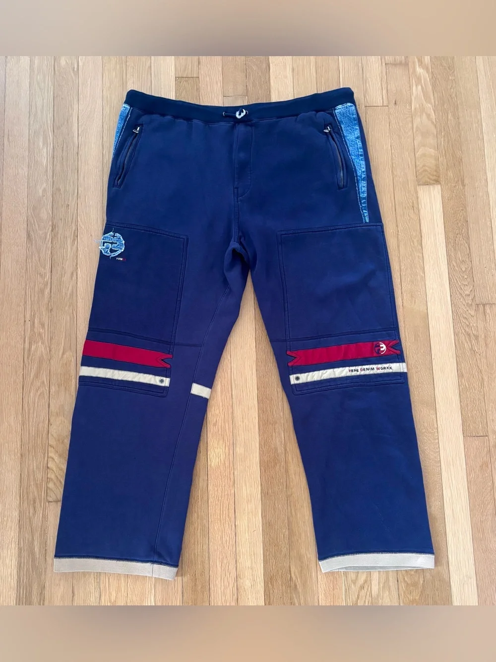Vintage Pepe Jeans Denim Worxx Sweatpants 2XL Navy Track Pants Baggy Y2K